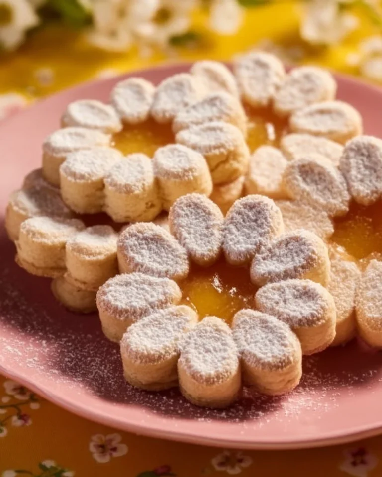 Vegan lemon curd shortbread cookies on a wooden plate